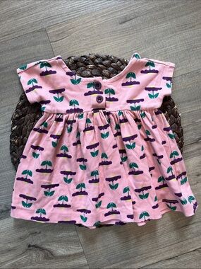 Hanna Andersson Pink Floral Knit Dress with Diaper Cover